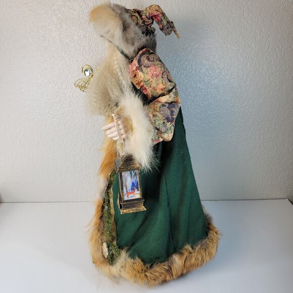 Old World Christmas Santa 24" Tree Table Topper Real Fur Lantern Works Vintage - Picture 11 of 16